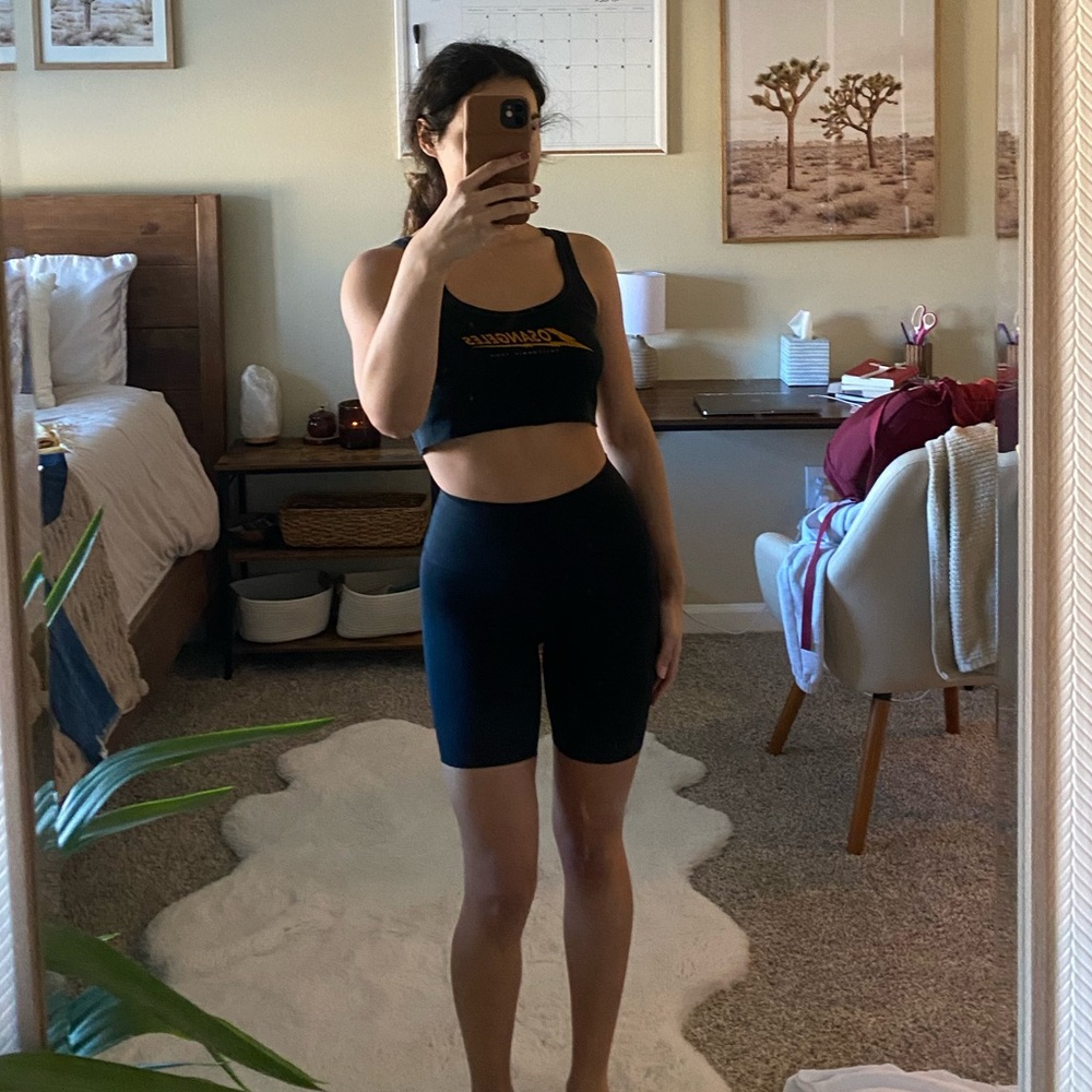 aerie offline black bike shorts
